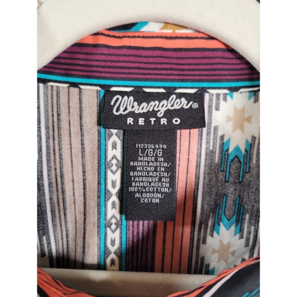 Wrangler Retro Womens Shirt Large Aztec Western Pearl Snap Rodeo Cowgirl - Picture 8 of 13